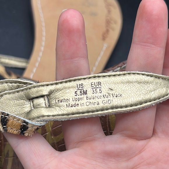 Sam Edelman Gigi thong sandal leopard Brahma hair leather size 5.5 - Picture 7 of 7